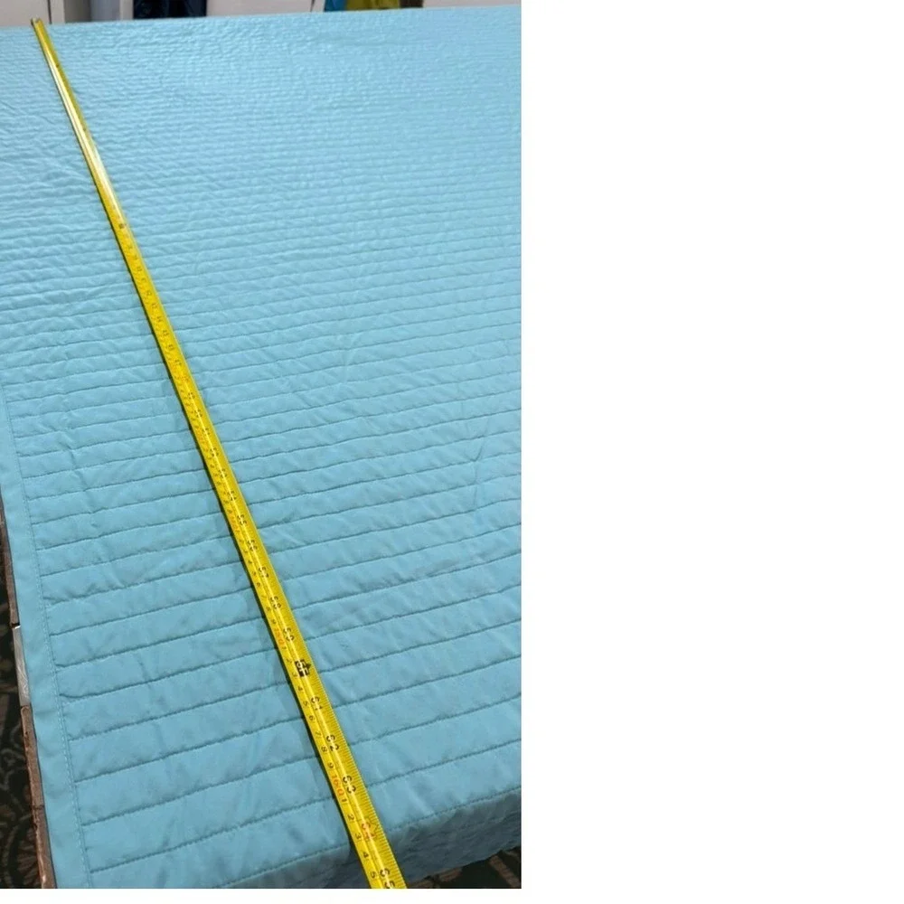 2 Pc‎ Set Blue Channel Quilted Lightweight Coverlet Reversible 106x94 & Sham